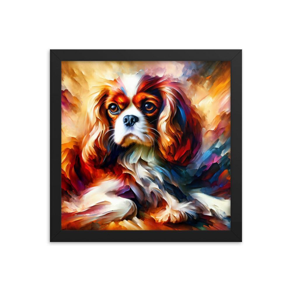 Cavalier King Charles Spaniel Vivid Brush Painting Framed Poster - Oh Posters