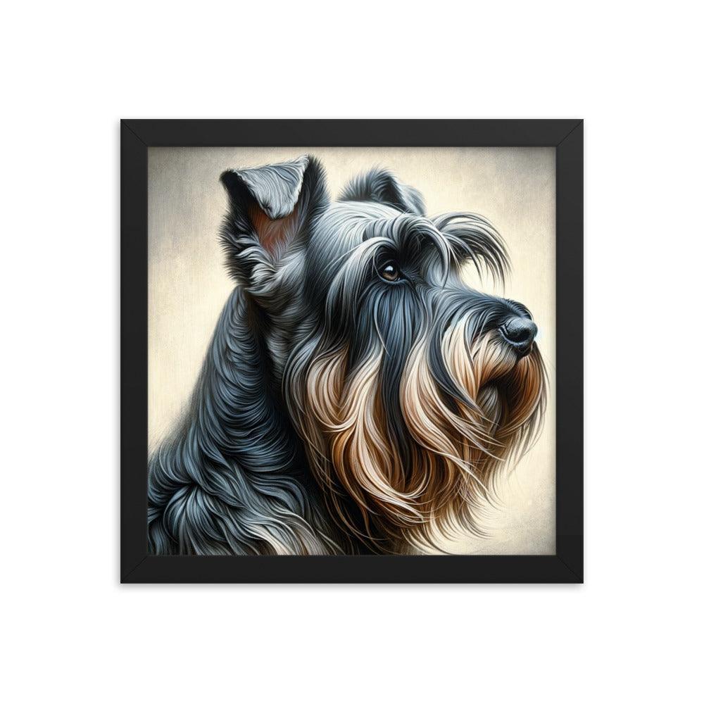 Cesky Terrier Realistic Portrait and Subtle Brushed Background Framed Poster - Oh Posters