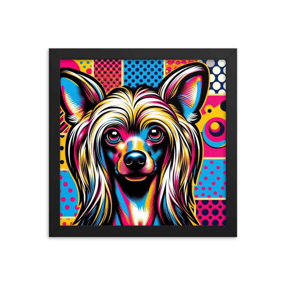 Chinese Crested Dog Pop Art in Bright Graphic Style Framed Poster - Oh Posters