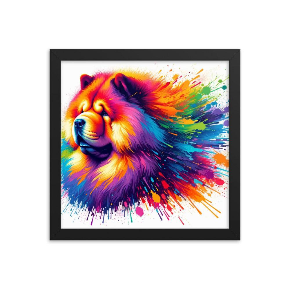 Chow Chow Rainbow Splatter Dynamic Spectrum Framed Poster - Oh Posters