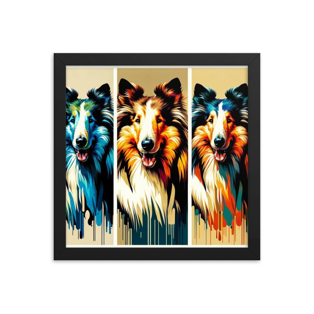 Rough Collie Dog Online Art Montage Vibrant Modern Styles Framed Poster - Oh Posters