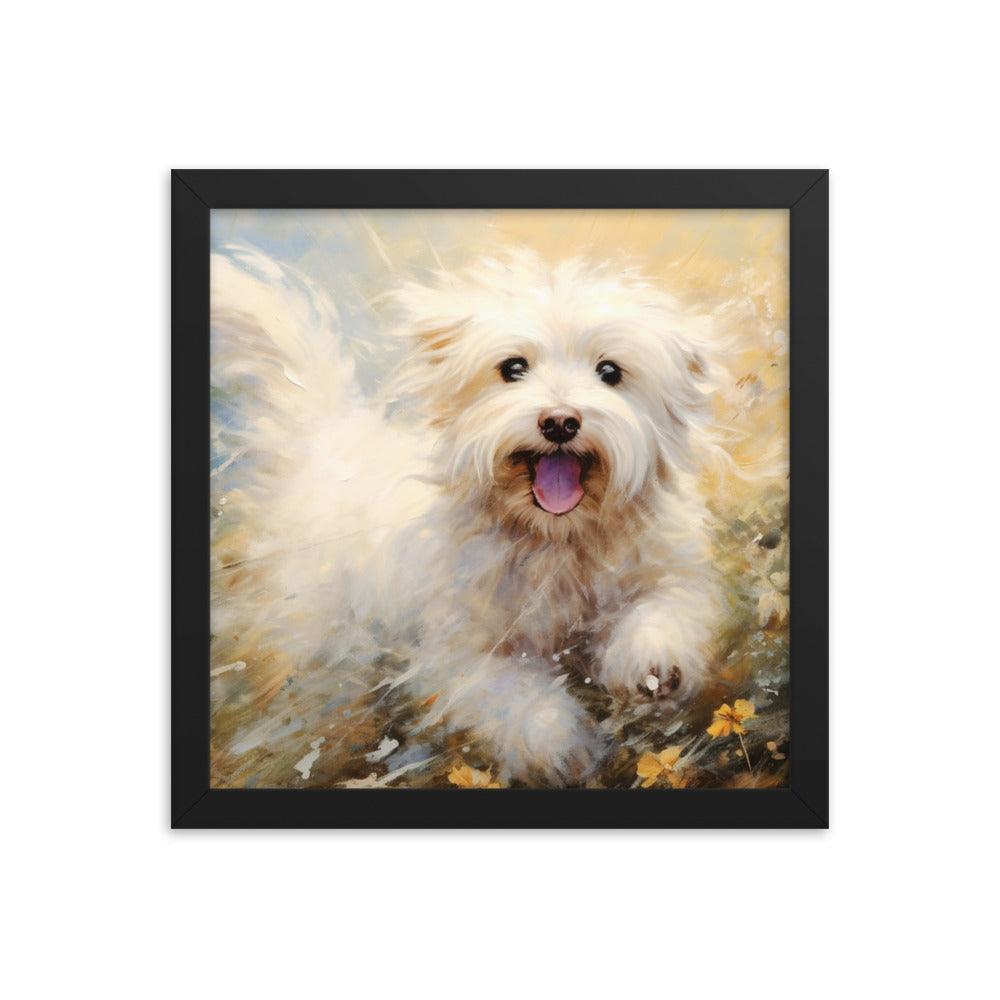 Coton De Tulear Autumn Bliss Flurry of Leaves and Light Framed Poster - Oh Posters