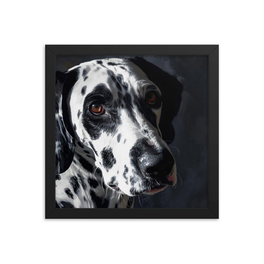 Dalmatian Dark Elegance Dog Portrait Framed Poster - Oh Posters