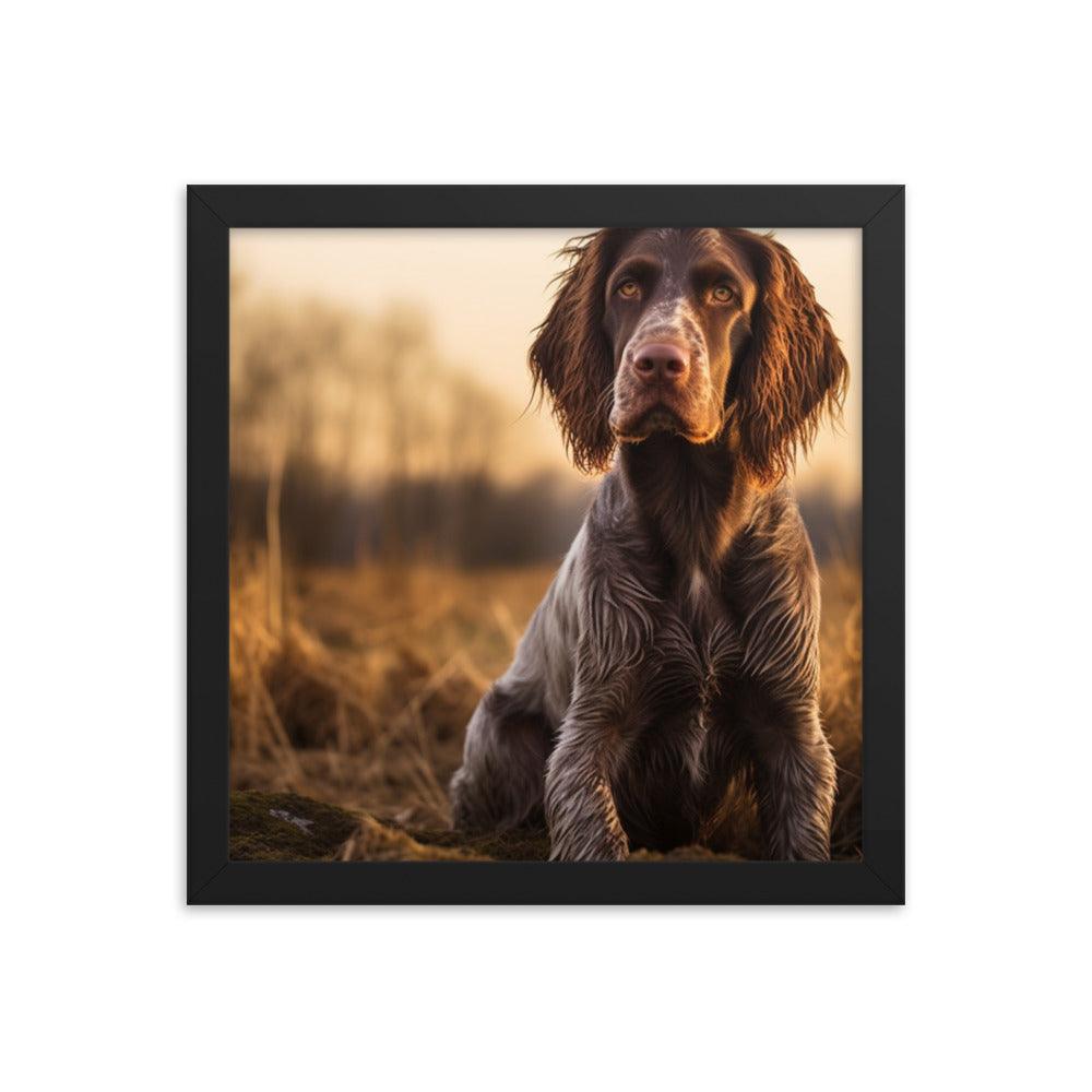 German Longhaired Pointer Golden Hour Outdoor Framed Poster - Oh Posters