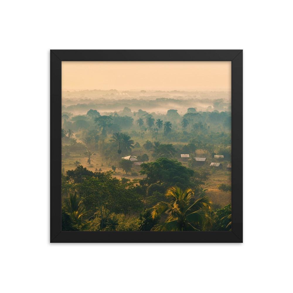 Early Morning Fog Over Benin Village Digital Art Framed Poster - Oh Posters