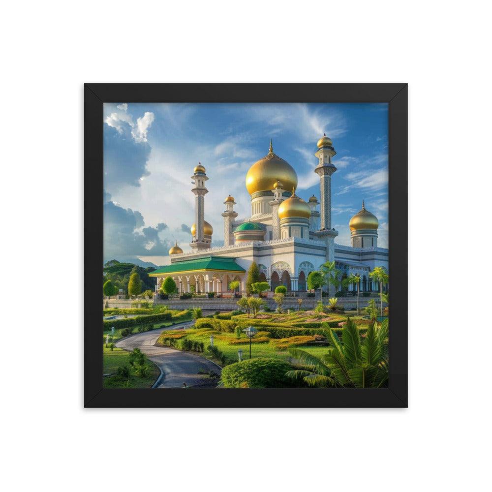 Brunei Sultan Mosque Sunset Landscape Photography Framed Poster - Oh Posters