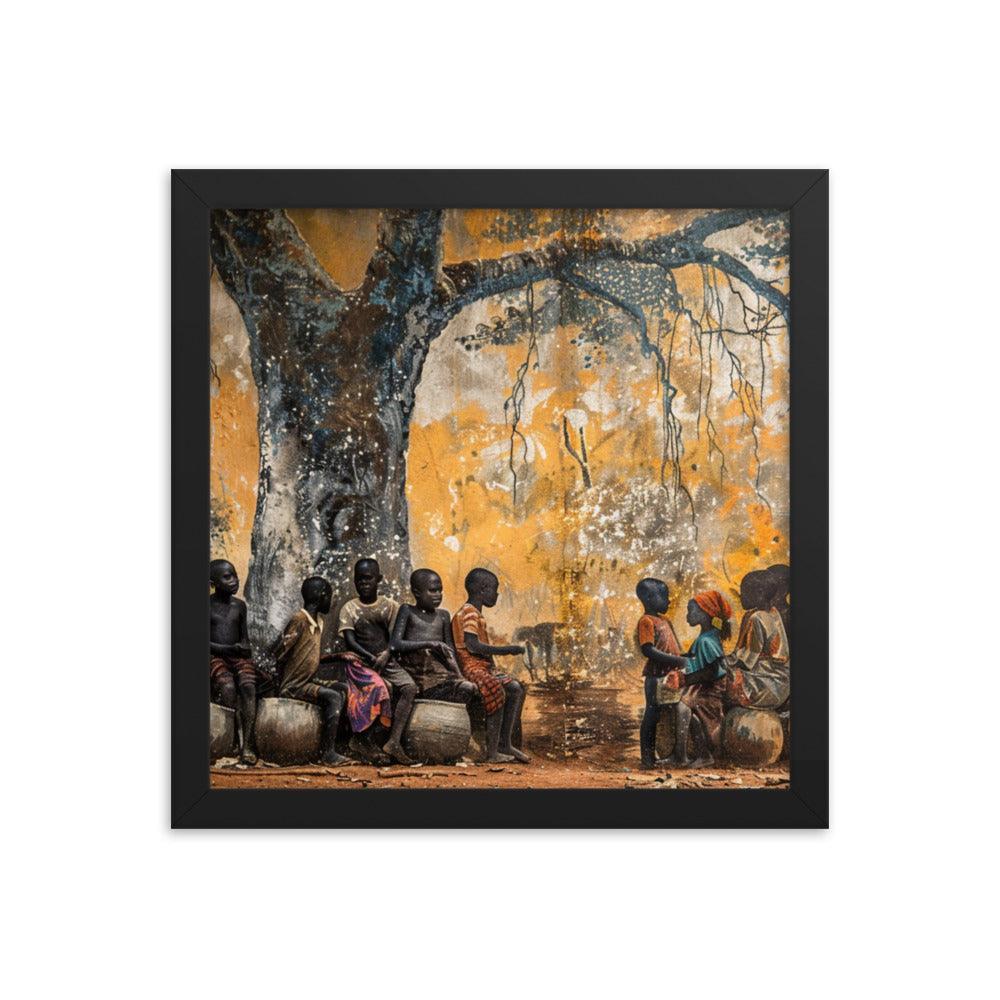 Central African Children Under Baobab Tree Vintage Framed Poster - Oh Posters