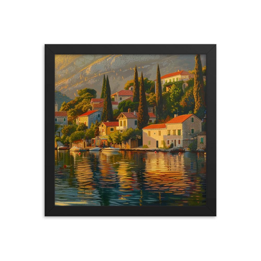 Croatia Golden Sunset Over Coastal Village Art Framed Poster - Oh Posters