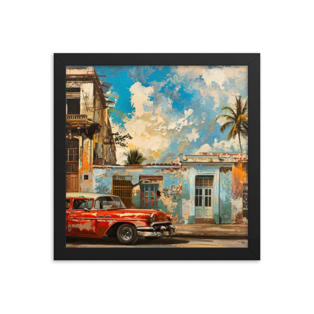 Cuba Classic Car and Historical Buildings Street Scene Framed Poster - Oh Posters