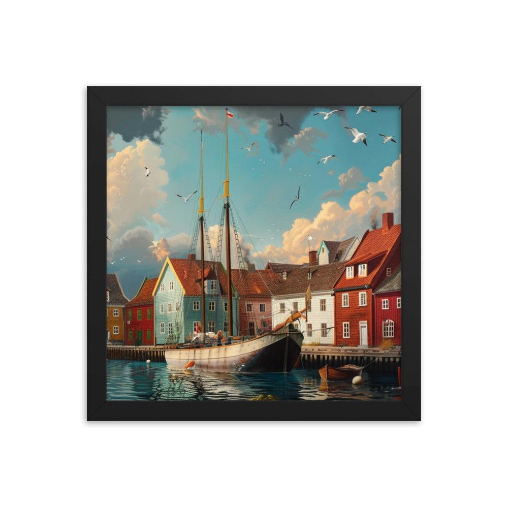 Historic Danish Seaport Denmark Digital Art Framed Poster - Oh Posters