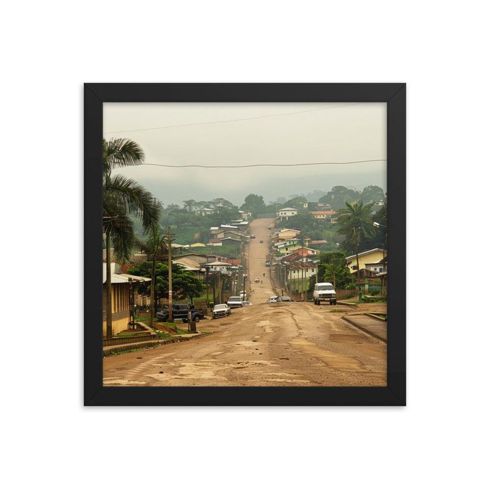 Equatorial Guinea Misty Town Street View Framed Poster - Oh Posters