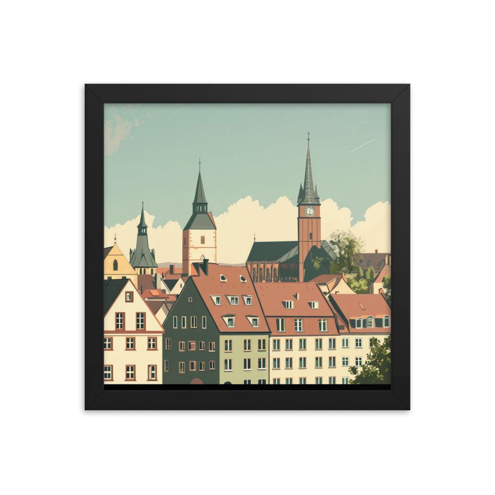 Germany Classic Town Center Digital Art Framed Poster - Oh Posters