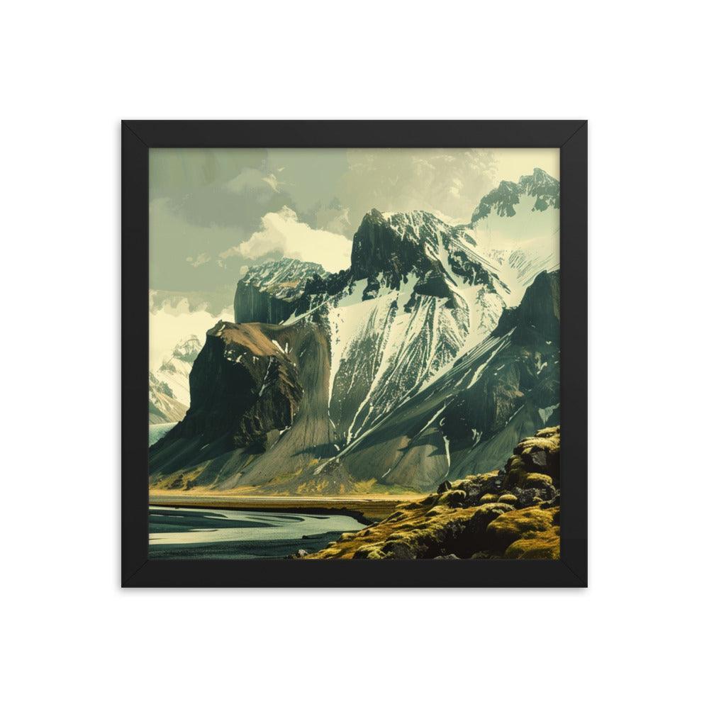 Iceland Dramatic Snowy Peaks Landscape Framed Poster - Oh Posters