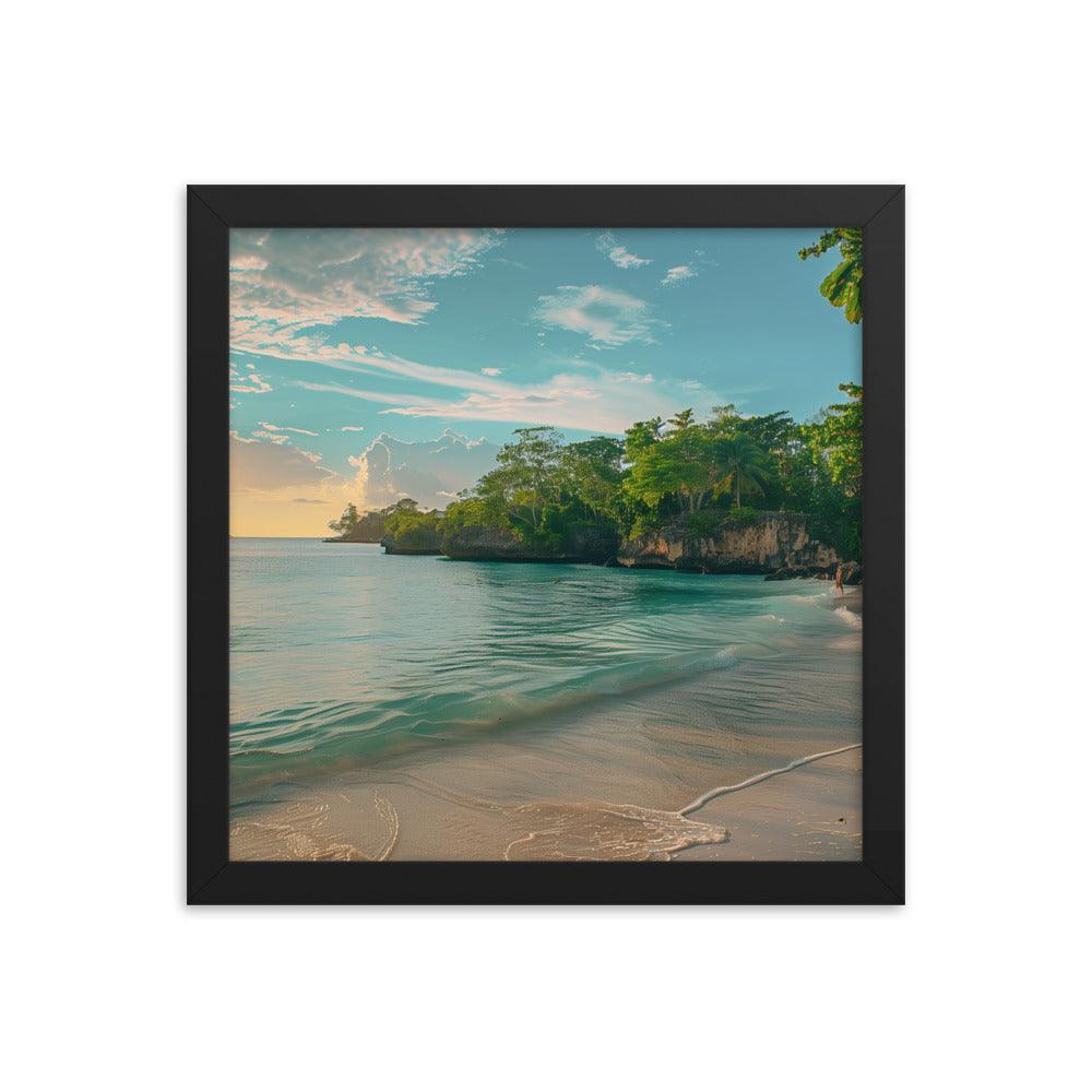 Jamaica Tranquil Seaside Sunset Framed Poster - Oh Posters