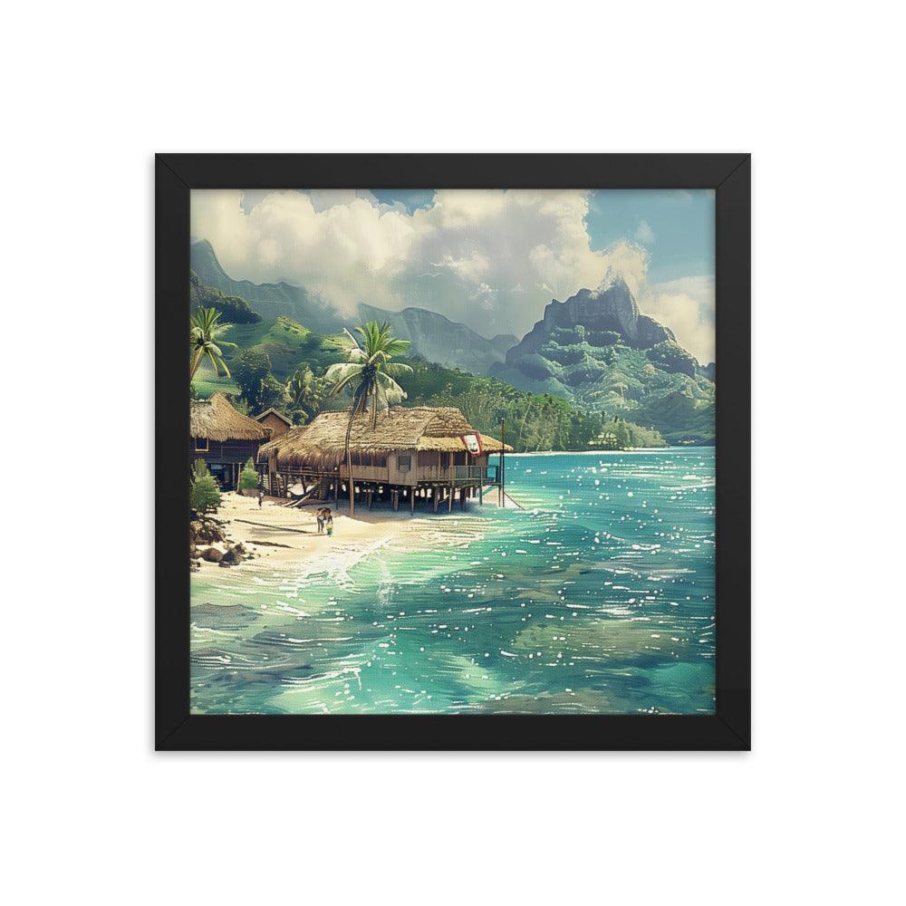 Nauru Tropical Beachside Village Framed Poster - Oh Posters