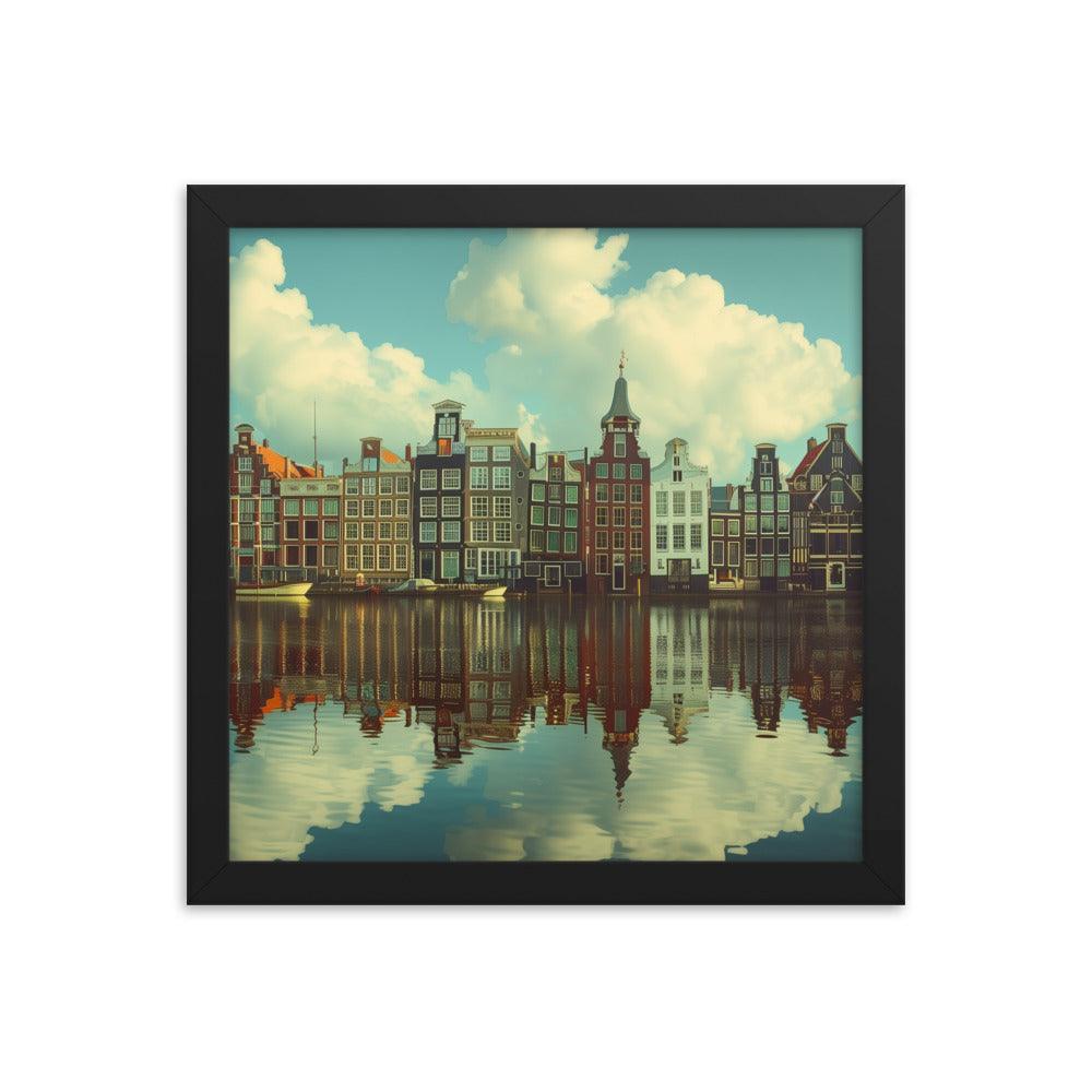 Netherlands Historic Amsterdam Canal Houses Framed Poster - Oh Posters