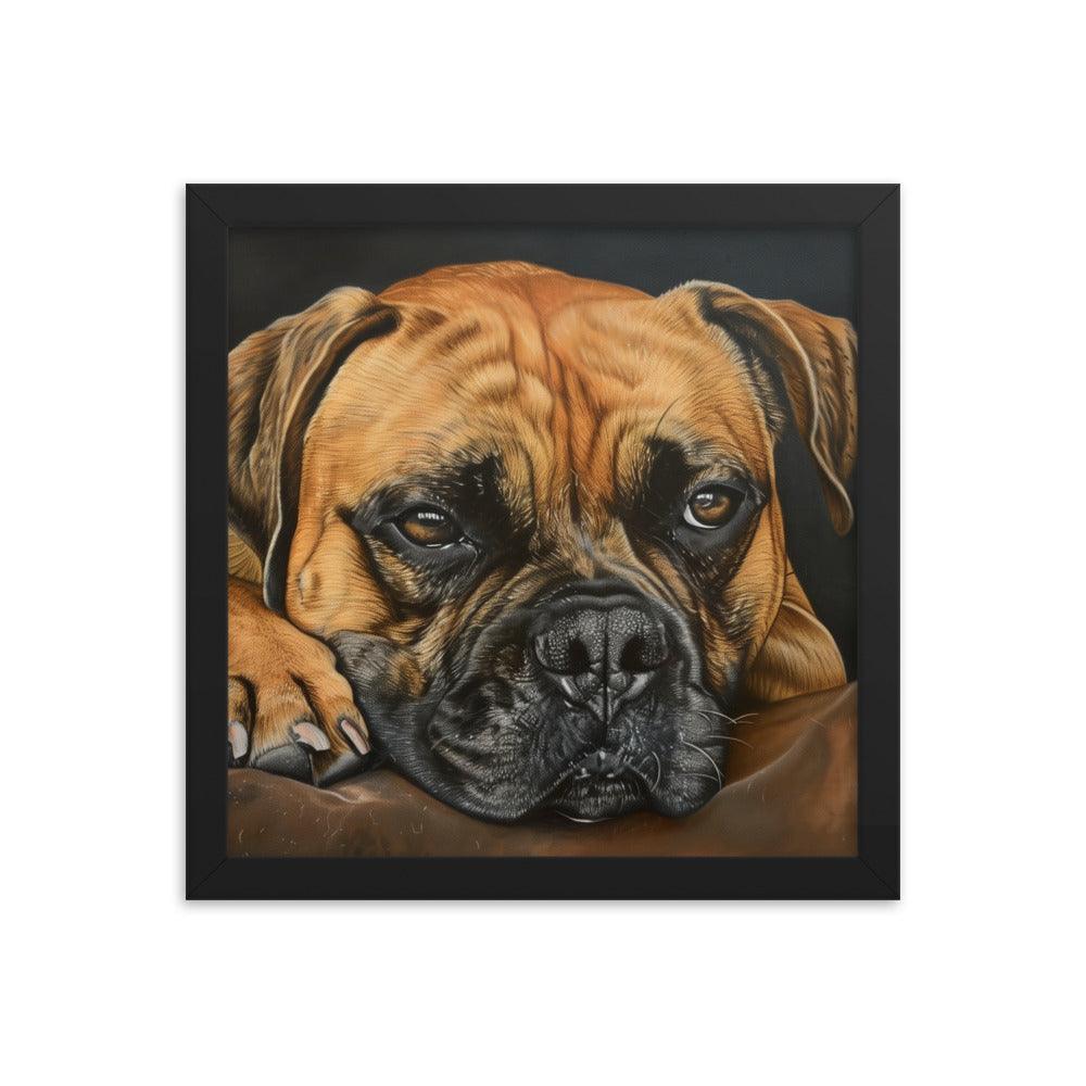 Bullmastiff Resting Portrait Painting Framed Poster - Oh Posters