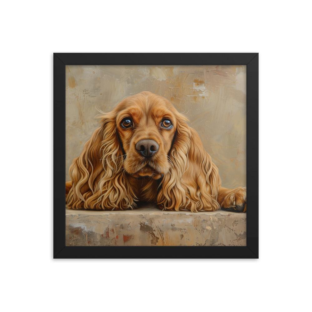 English Cocker Spaniel Resting on Textured Background Painting Framed Poster - Oh Posters