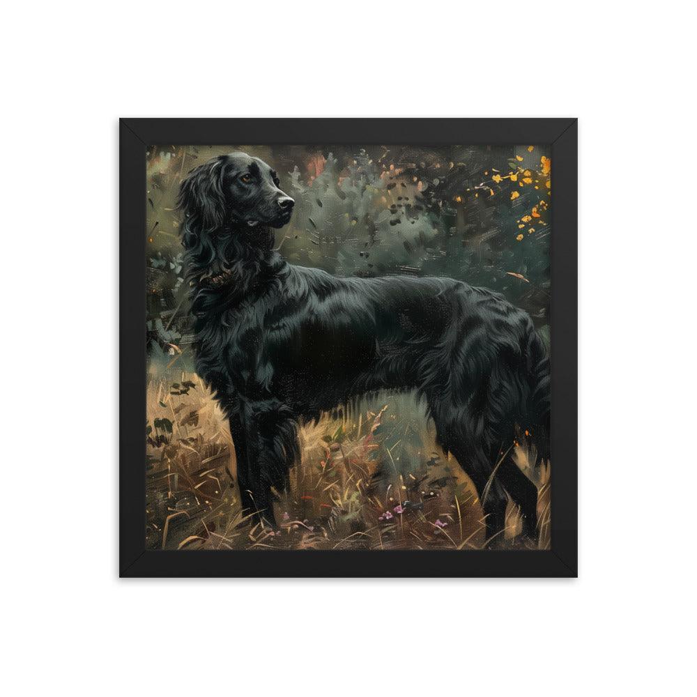 Flat-Coated Retriever in Forest Painting Framed Poster - Oh Posters