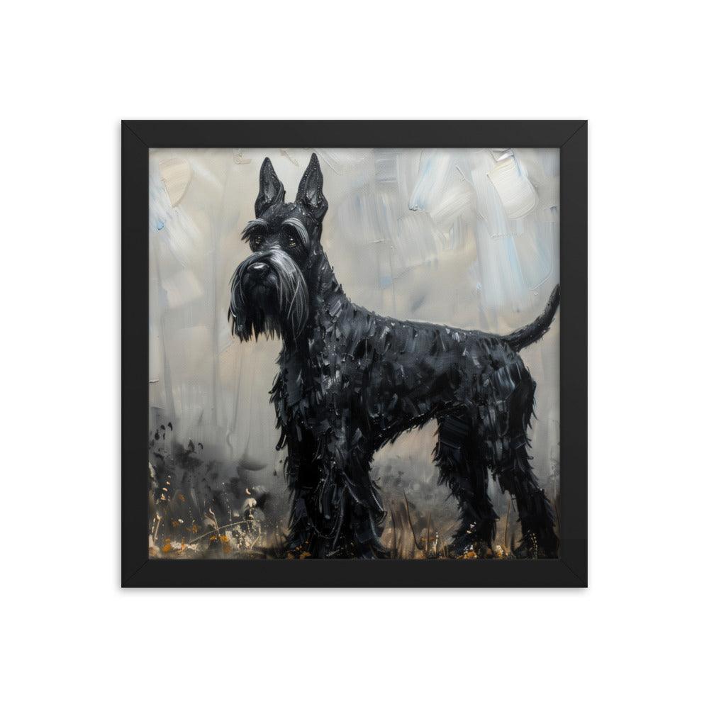 Giant Schnauzer Abstract Black and Gray Portrait Framed Poster - Oh Posters