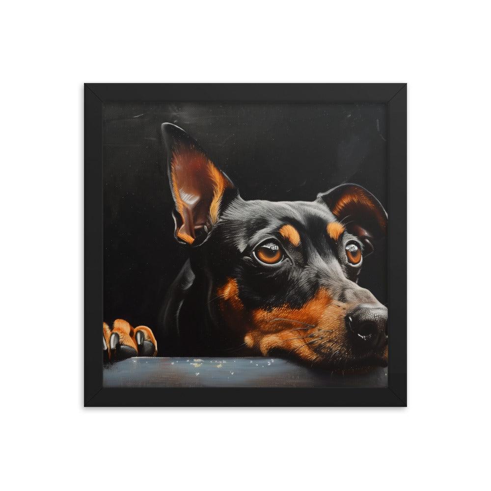 Manchester Terrier Painting with Dark Background Framed Poster - Oh Posters