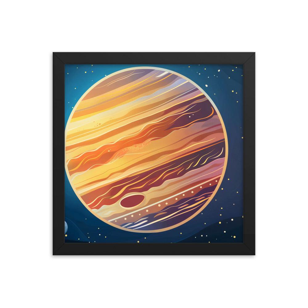 Jupiter Colorful Space Illustration Astronomy Art Framed Poster - Oh Posters