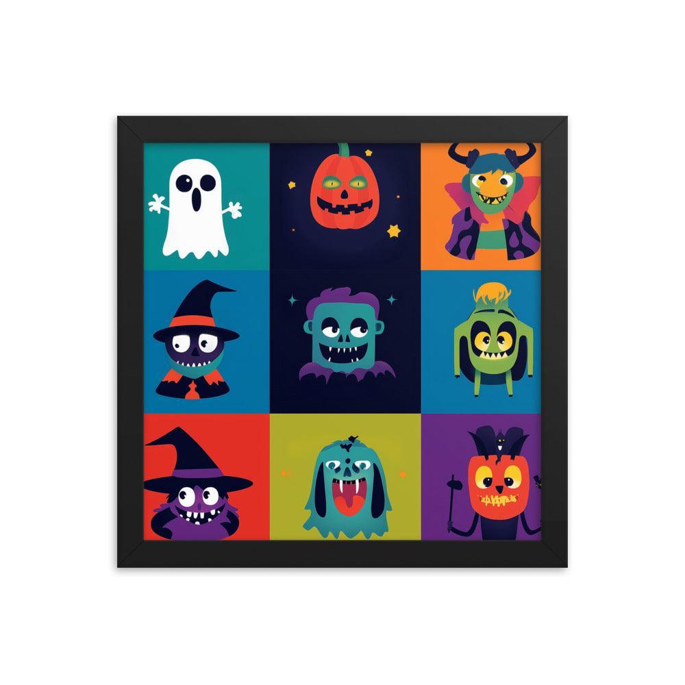 Halloween Monster Faces Assorted Digital Art Framed Poster - Oh Posters