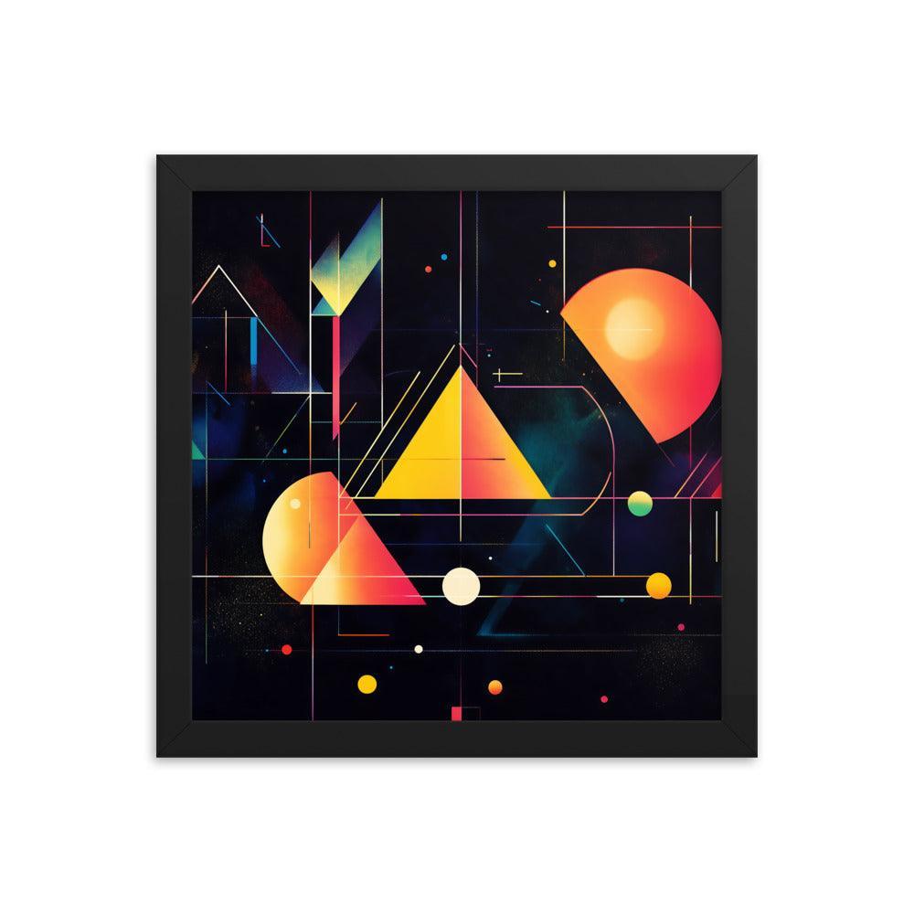 Cosmic Geometric Art with Abstract Shapes and Colorful Patterns for Modern Aesthetics Framed Poster - Oh Posters