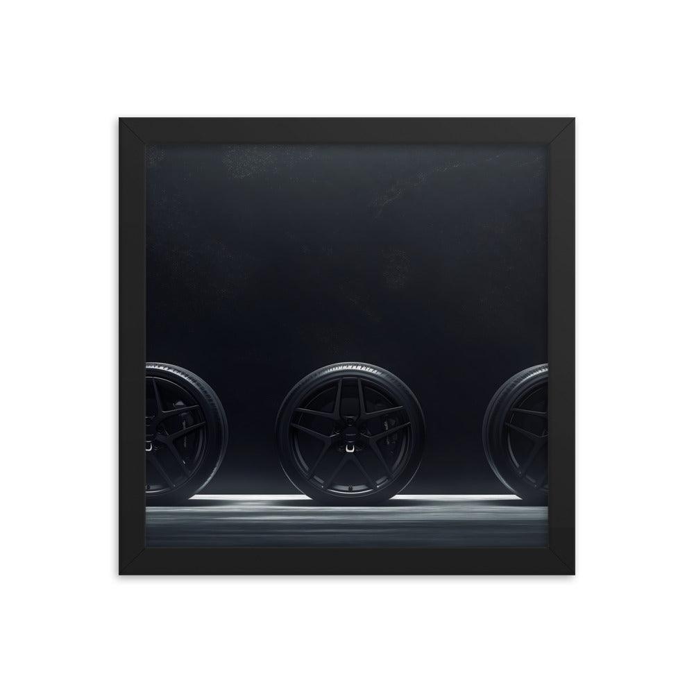 Car Wheels Trio Under Starry Night Sky Framed Poster - Oh Posters