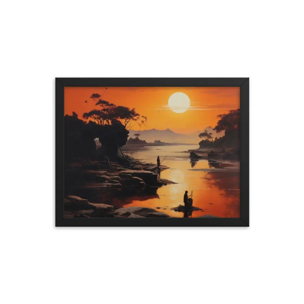 Indian Beach Sunset Painting Framed Poster - Oh Posters