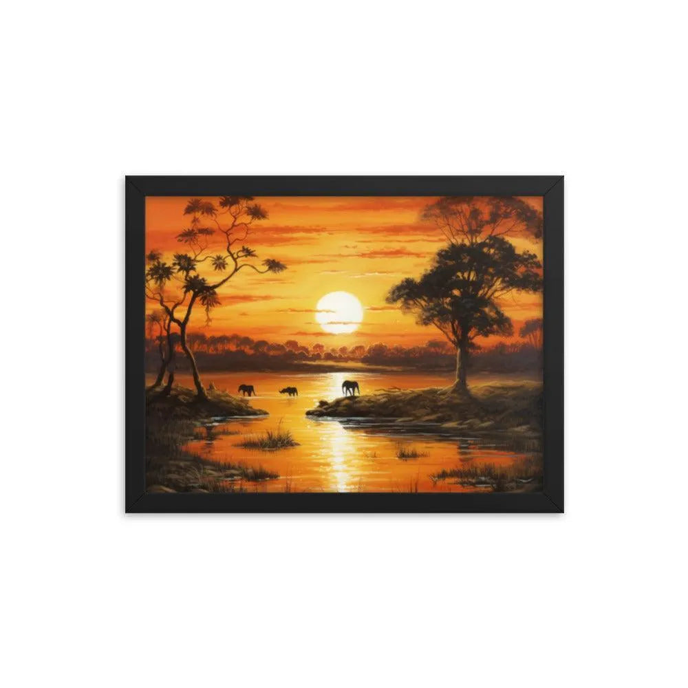 Indian Jungle Sunset Painting Framed Poster - Oh Posters