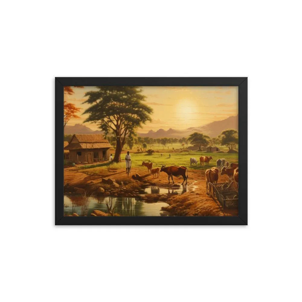 Indian Farm Painting Framed Poster - Oh Posters