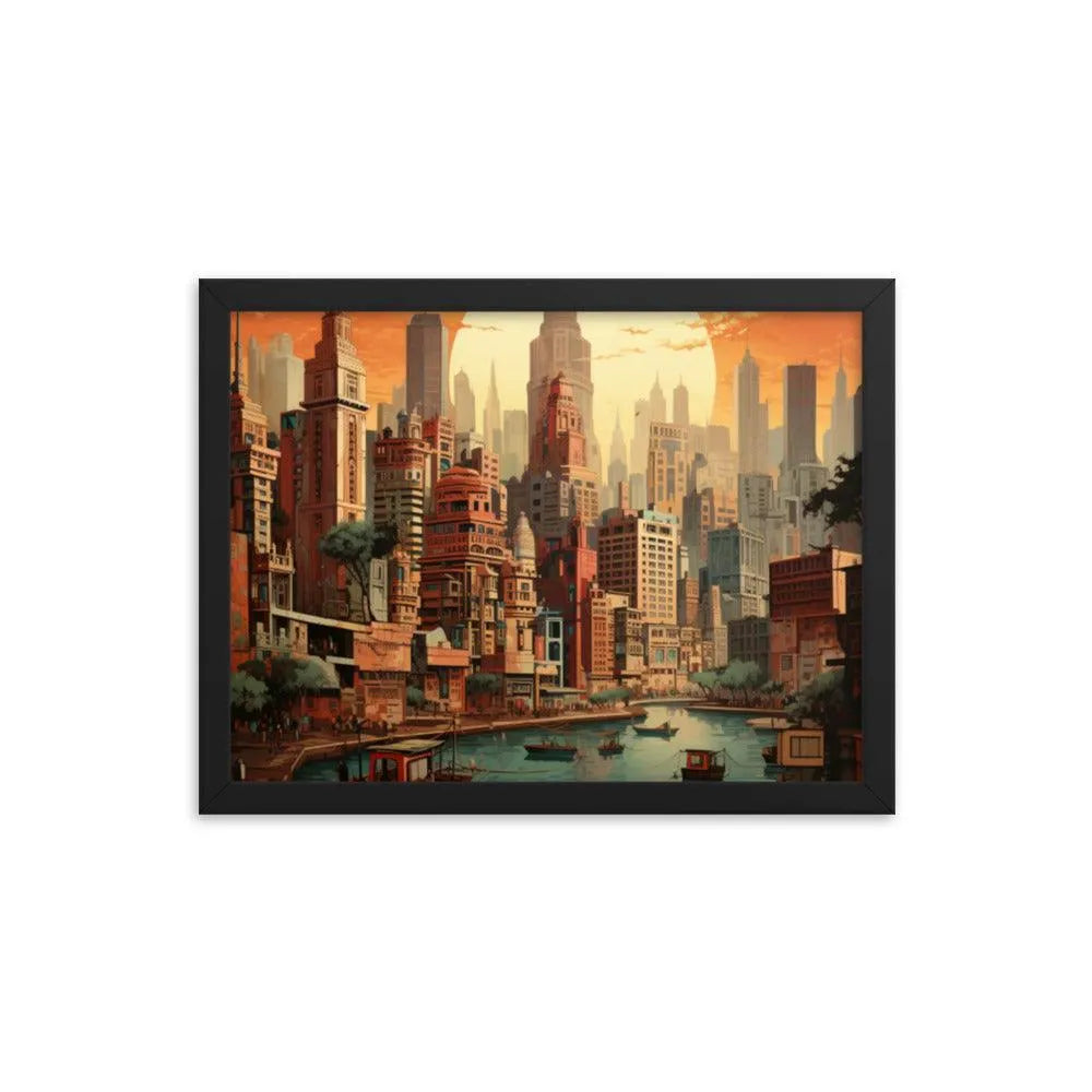 Indian Skyscraper City Painting Framed Poster - Oh Posters