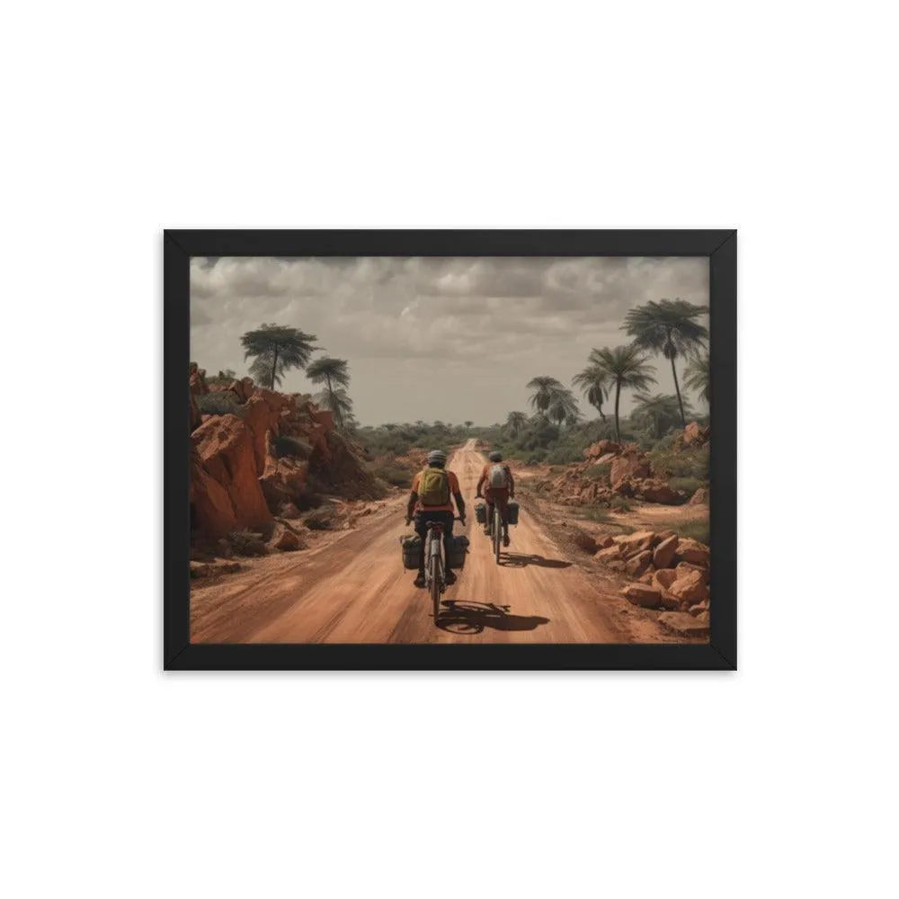 Riding Bicycle on Indian Road Painting Framed Poster - Oh Posters