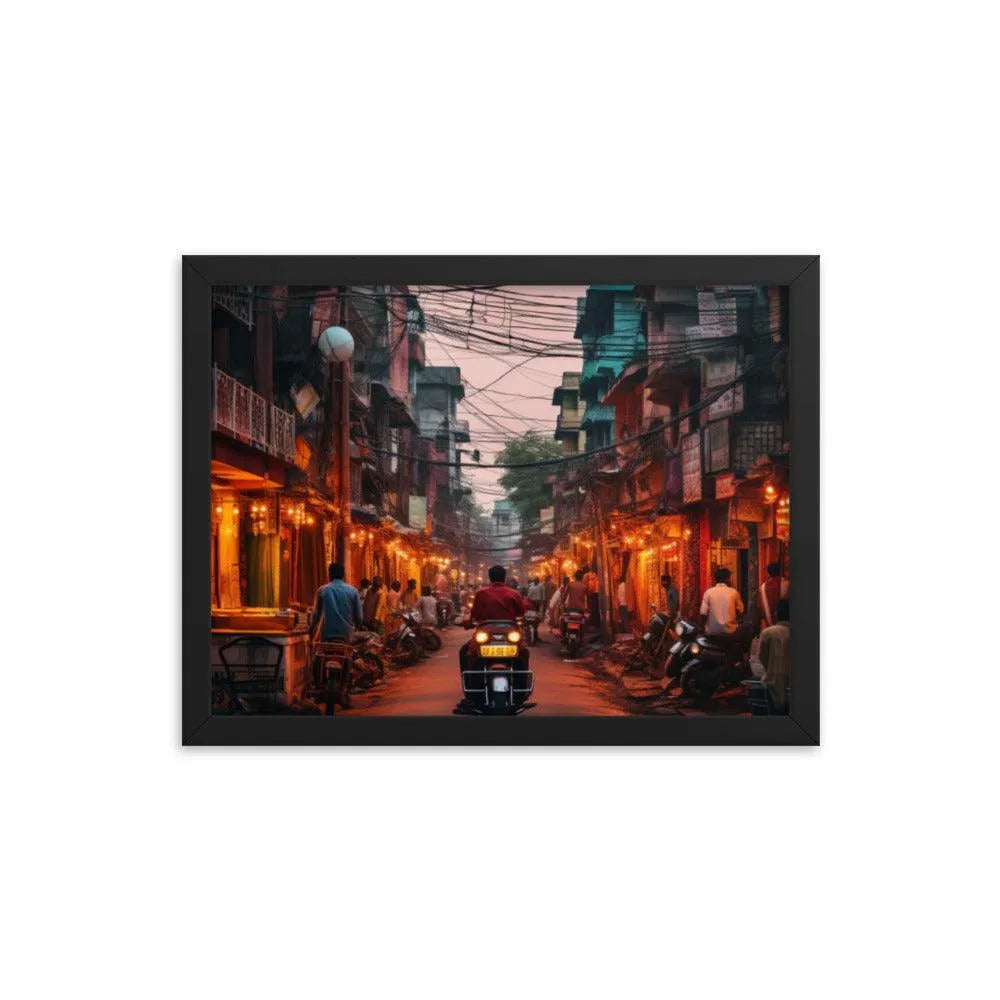 Indian Street Dusk Framed Poster - Oh Posters