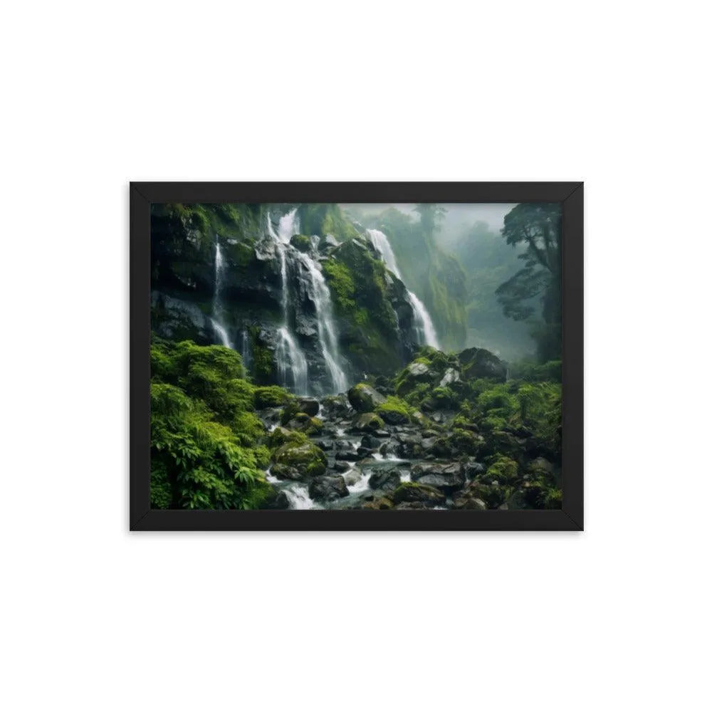 India Waterfall Forest Natural Framed Poster - Oh Posters