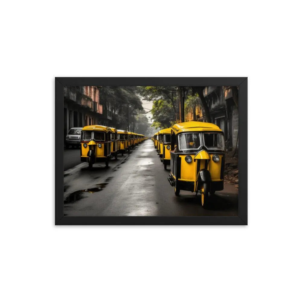 Indian Road with TukTuk Rickshaws Framed Poster - Oh Posters