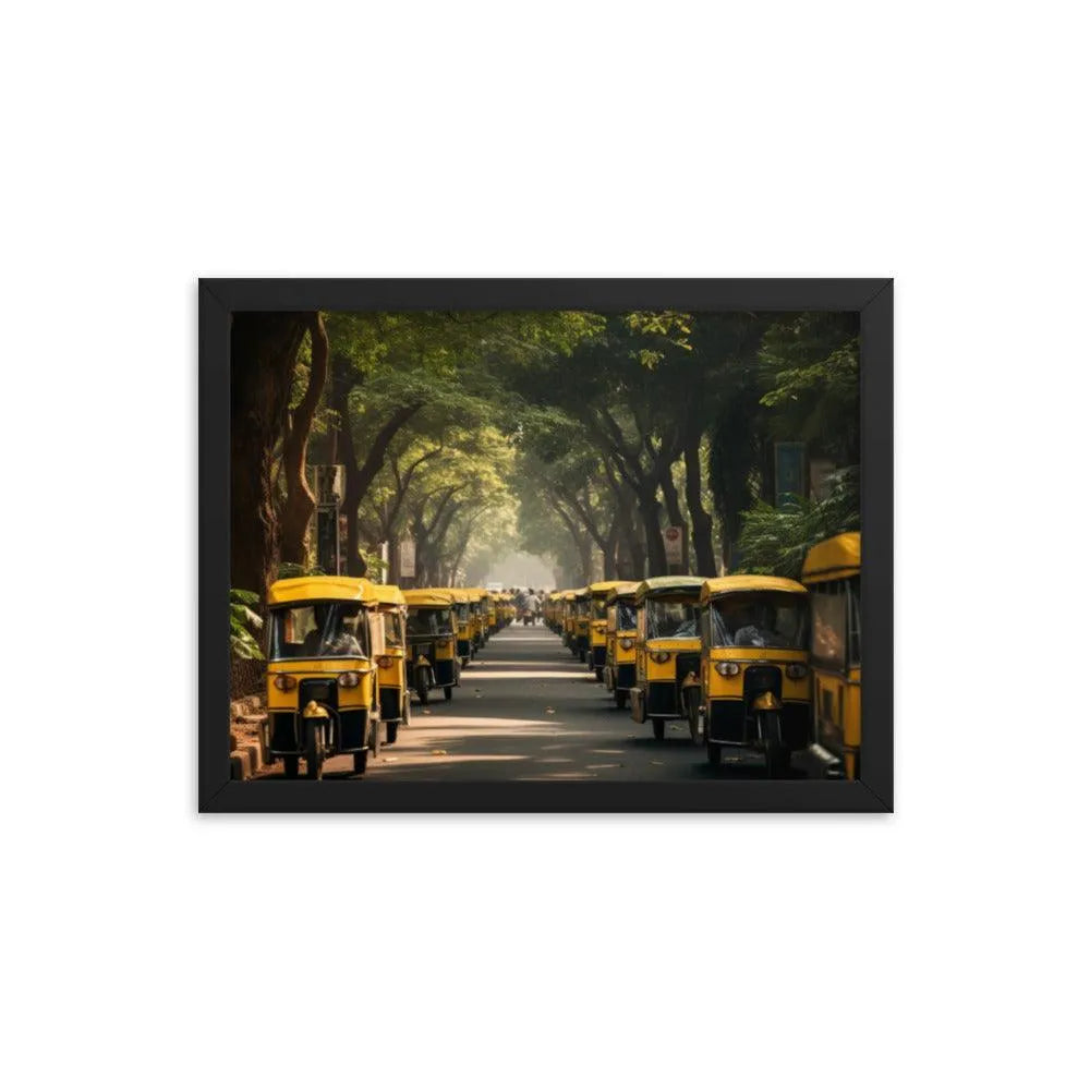 Indian Road with TukTuk Rickshaws Framed Poster - Oh Posters