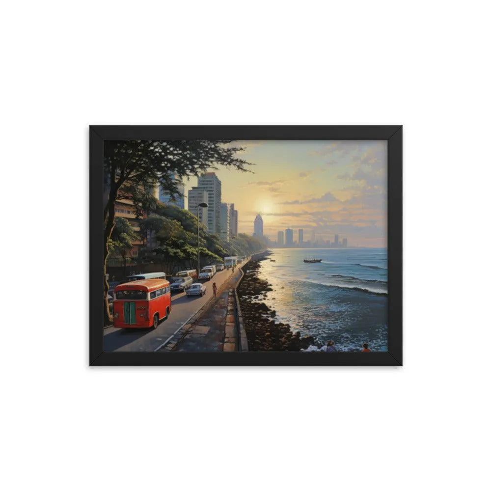 India Mumbai Marine Drive Painting Framed Poster - Oh Posters