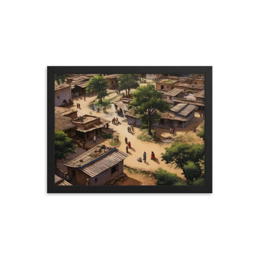 Indian Rural Village BirdsEye-View Framed Poster - Oh Posters