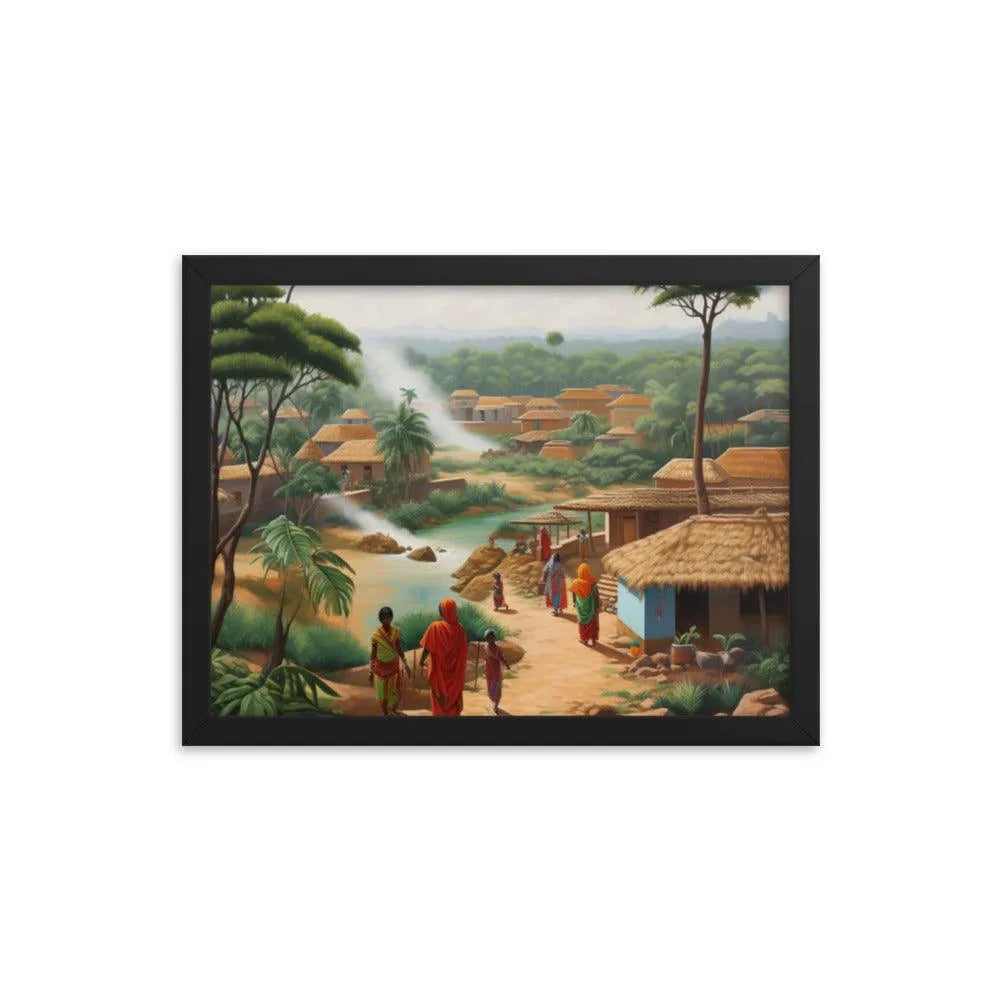 Indian Village Jungle Painting Framed Poster - Oh Posters