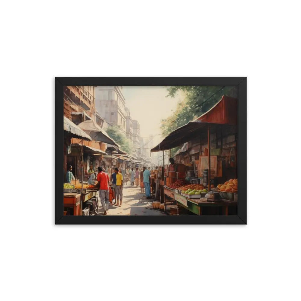 Indian Street Food Street Stalls Painting Framed Poster - Oh Posters