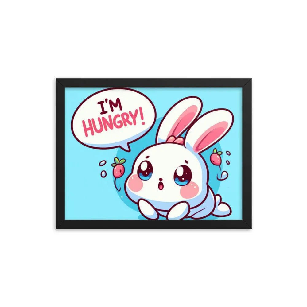 Bunny Rabbit Saying 'I'm Hungry' Framed Poster - Oh Posters
