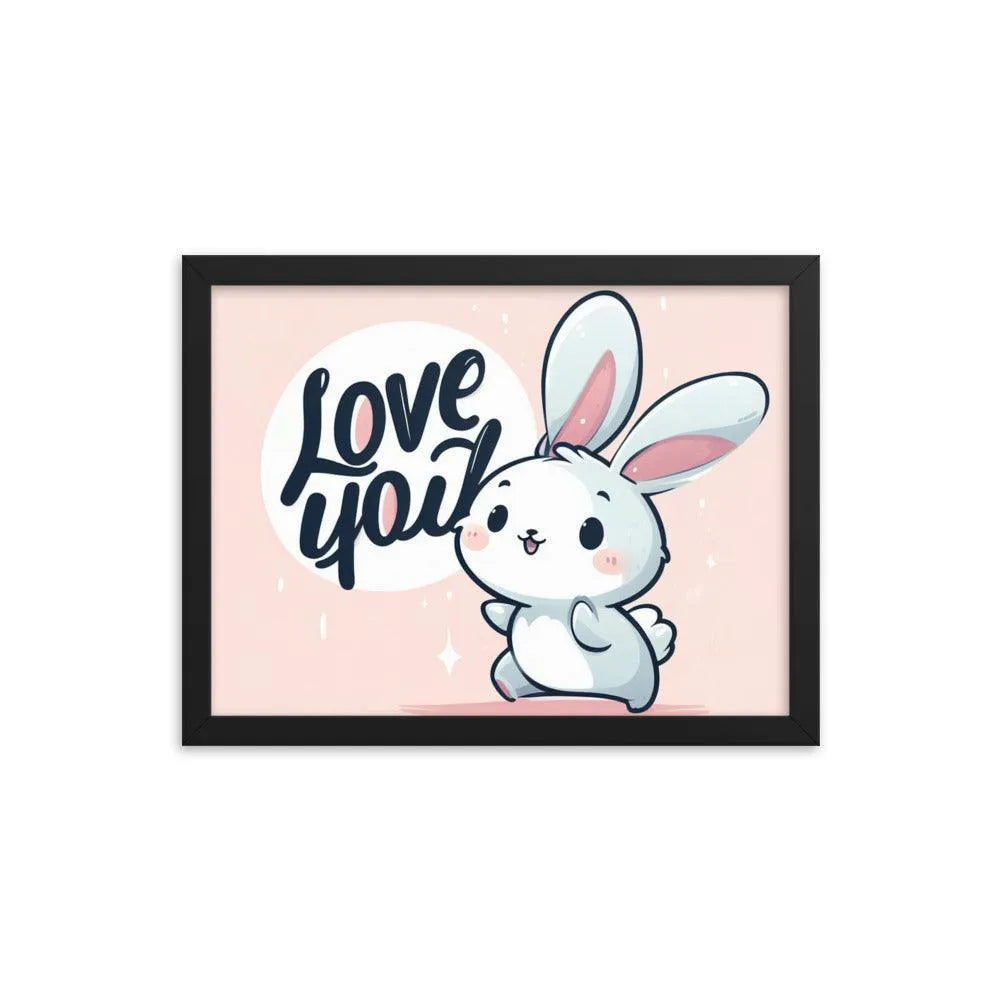 Bunny Rabbit Saying 'Love You' Framed Poster - Oh Posters
