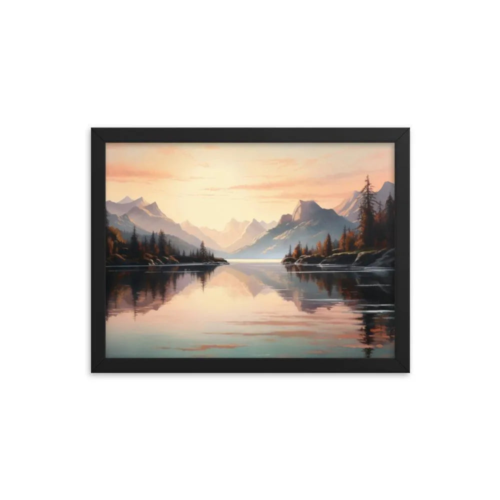 Lake Mountain Sunrise Nature Framed Poster - Oh Posters