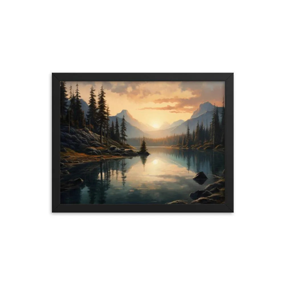 Lake Mountain Sunrise Nature Framed Poster - Oh Posters