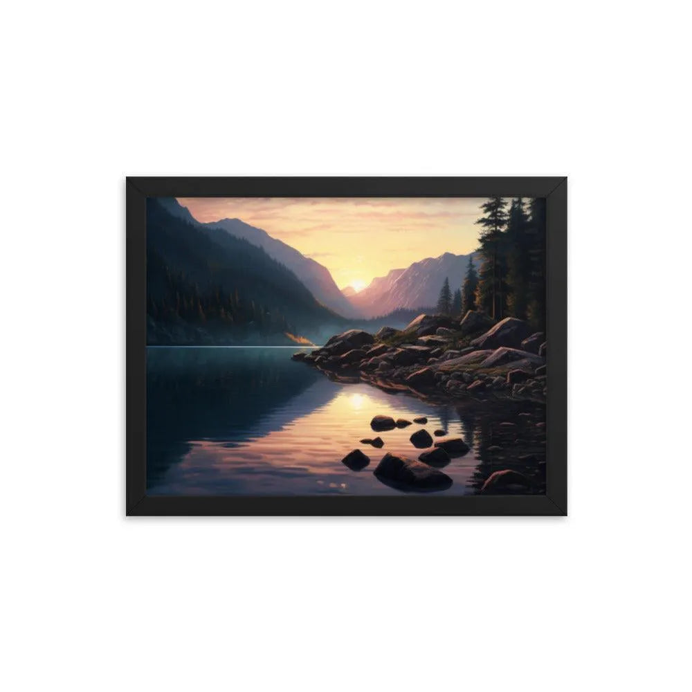 Lake Mountain Sunrise Nature Framed Poster - Oh Posters