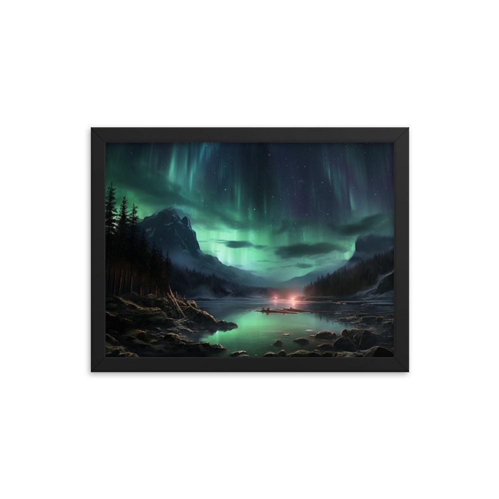 Celestial Night Spectacle Over The Lake Framed Poster - Oh Posters