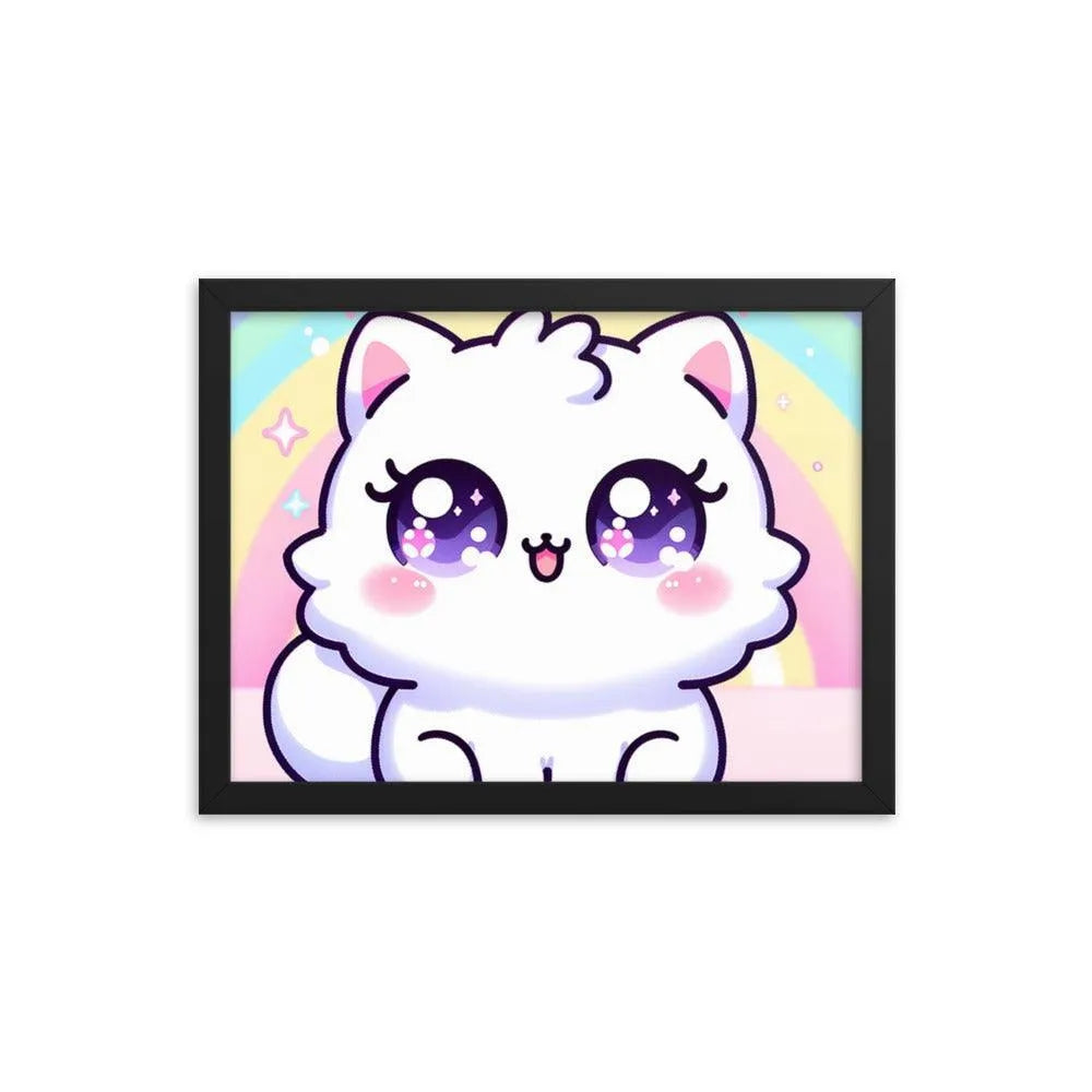 Kawaii Cat Pastel Rainbow Digital Art Framed Poster - Oh Posters