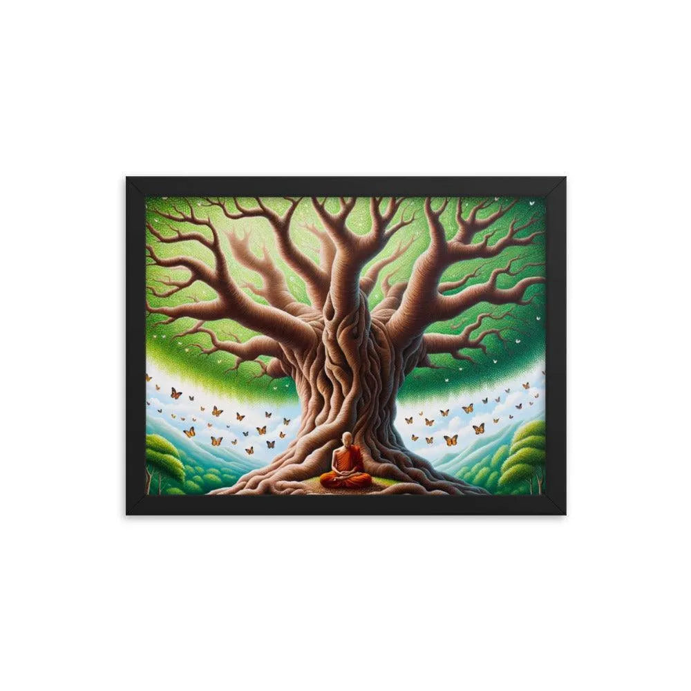 Meditation Serenity Tree Life Butterflies Art Framed Poster - Oh Posters